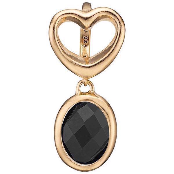 Image of Open onyx heart forgyldt sølv Collect læderarmbånds charm smykke fra Christina Collect